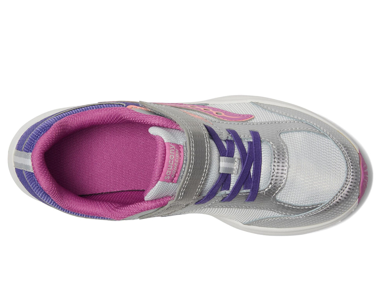 Saucony Kids Cohesion KDZ A/C Sneakers for Kids – Leather and Mesh Upper – PET Textile – EVA Footbed Purple/Silver/Pink 2 Little Kid W