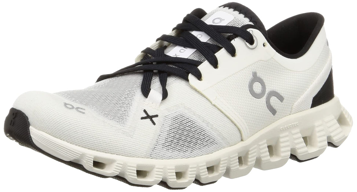 On Women's Cloud X 3 Sneakers, White/Black, 6.5 Medium US