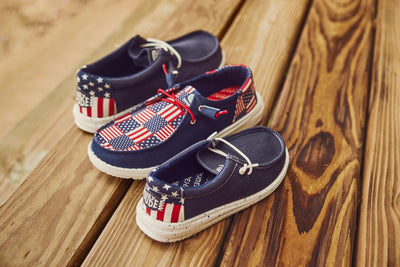 Hey Dude Boy's Wally Americana Navy White Size 10 | Toddler's Shoes | Toddler Slip-on Loafers | Comfortable & Light-Weight