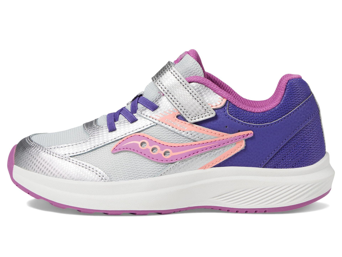 Saucony Kids Cohesion KDZ A/C Sneakers for Kids – Leather and Mesh Upper – PET Textile – EVA Footbed Purple/Silver/Pink 2 Little Kid W