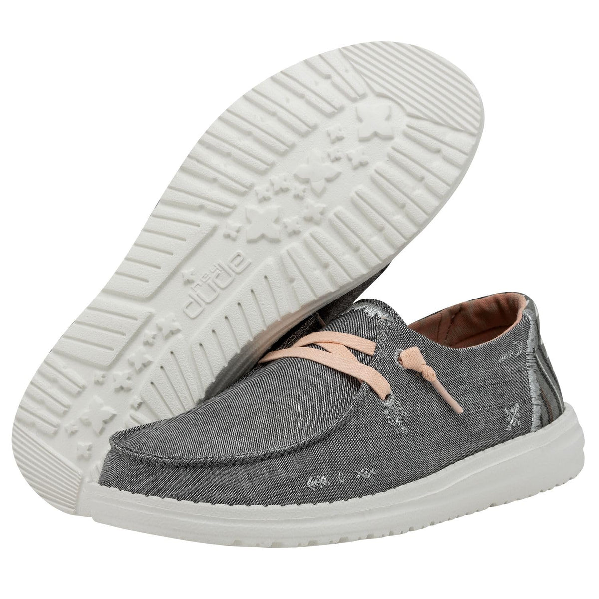 Hey Dude Women's Wendy Boho Grey Size 12 | Women’s Shoes | Women’s Lace Up Loafers | Comfortable & Light-Weight