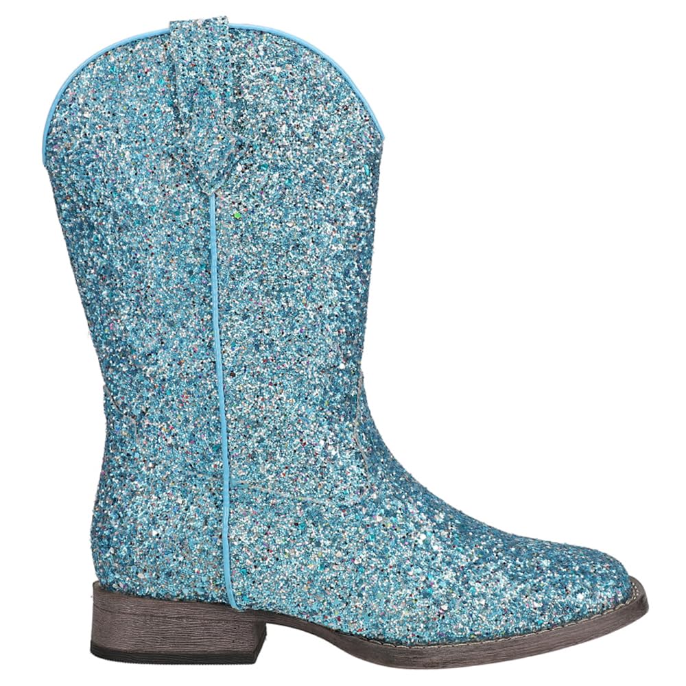 ROPER Toddler Girls Glitter Galore Square Toe Casual Boots Ankle - Blue 4 Big Kid