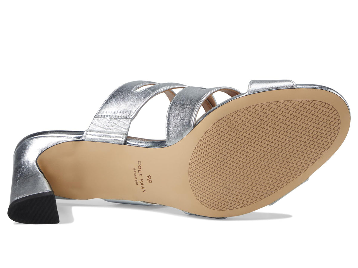 Cole Haan Alyse Heeled Sandal 65 mm Silver Specchio Leather 8 B (M)