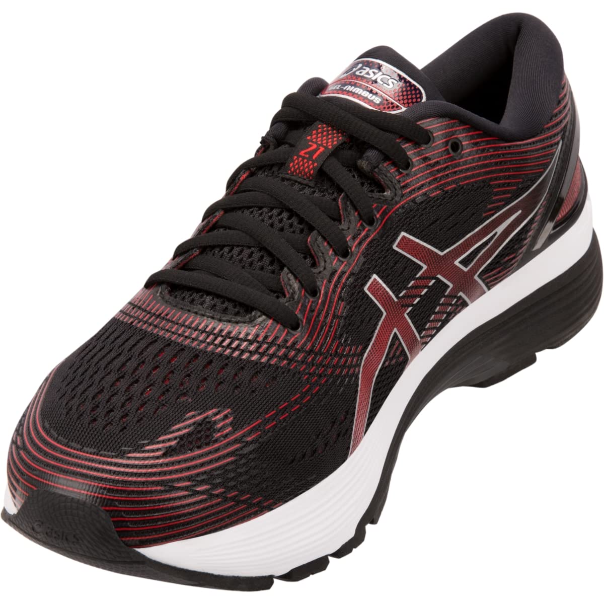 ASICS Gel-Nimbus 21 Men's Running Shoe, Black/Classic Red, 11 D US