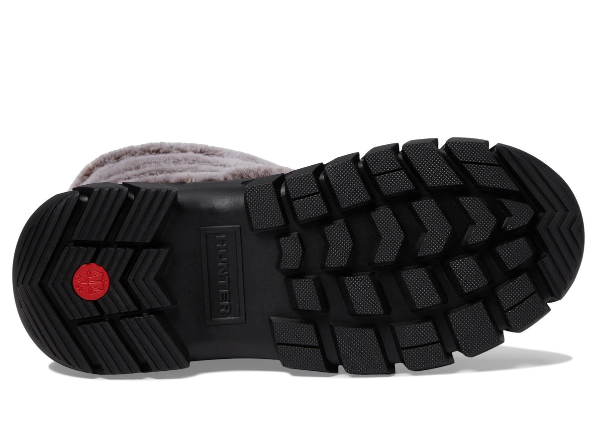 Hunter Intrepid Short Faux Fur Snow Boot Black/Natural 8 M