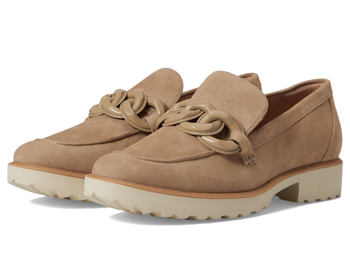 Cole Haan Women's Geneva Chain Loafer, Dark Latte Suede, 8
