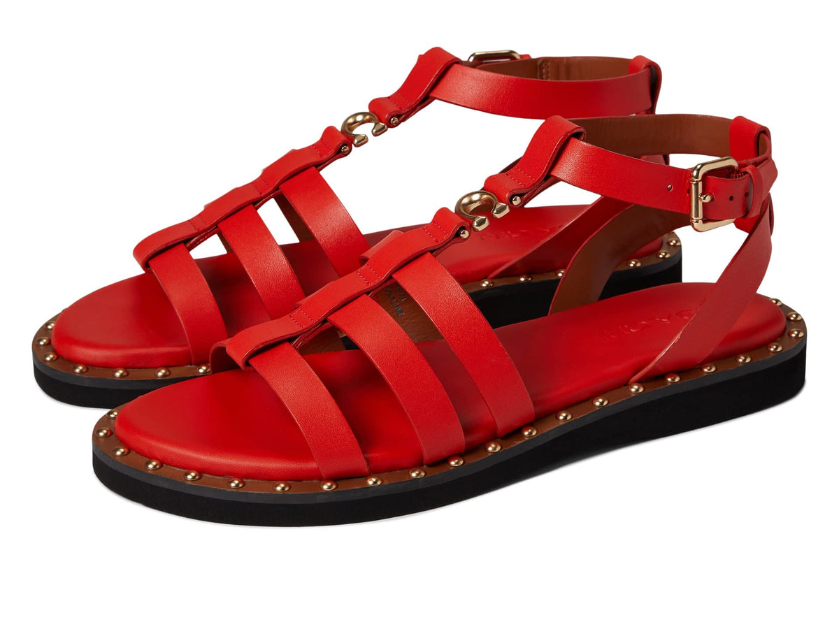 Coach Giselle Leather Sandal Red Orange 8.5 B (M)