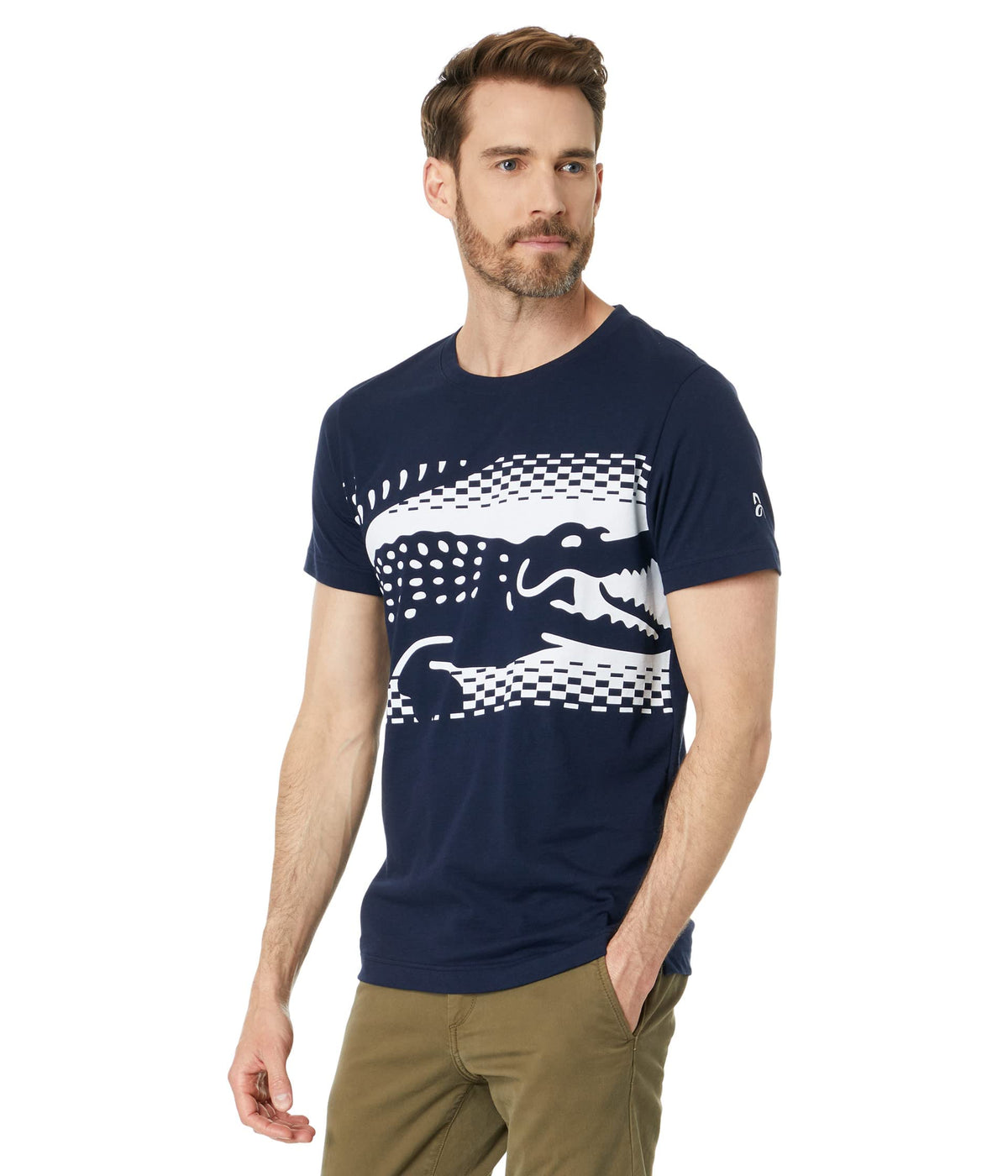 Lacoste Regular Fit Graphic Training Tee Navy Blue MD