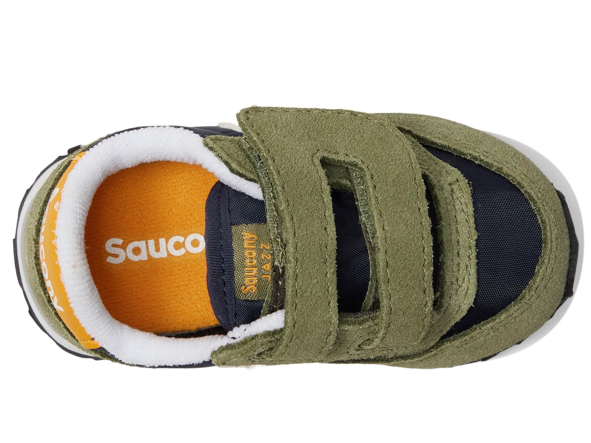 Saucony Boy's Original Jazz Hook & Loop (Toddler/Little Kid) Olive/Navy/Gold 8.5 Toddler M