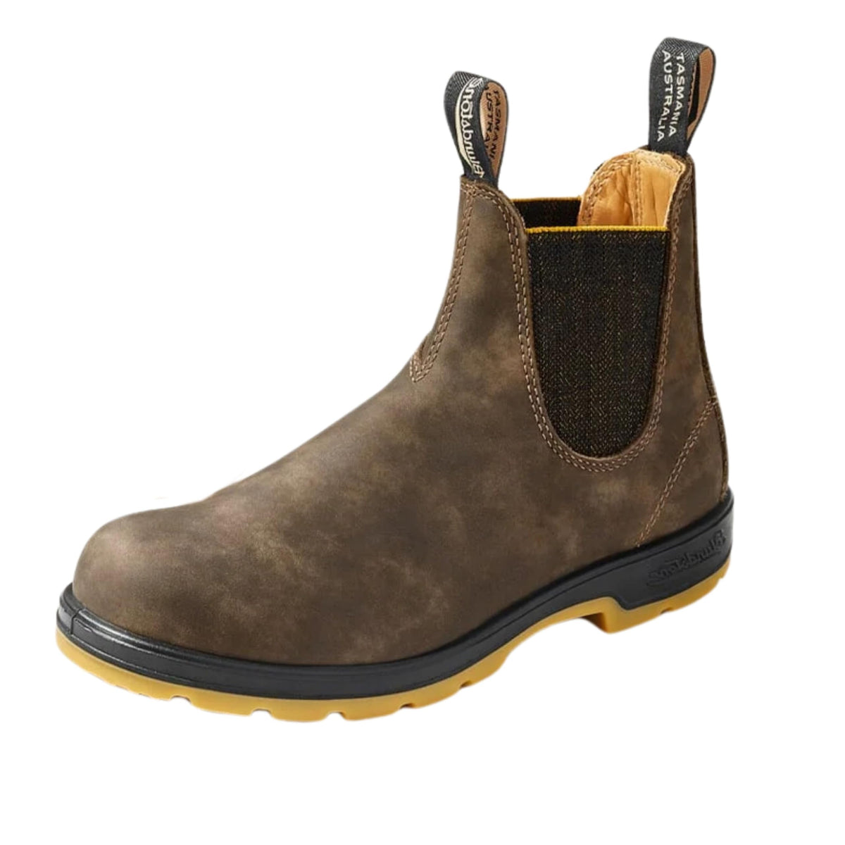 Blundstone 1944 Unisex Classic Series Chelsea Boot for Men and Women with Shock Absorption and Premium Water Resistant Leather, Rustic Brown/Mustard Black, 6.5 US Men / 8.5 US Women / 5.5 AU