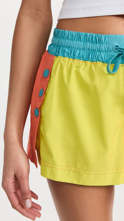 Free People Women's Invigorate Colorblock Shorts, Lime Combo, M