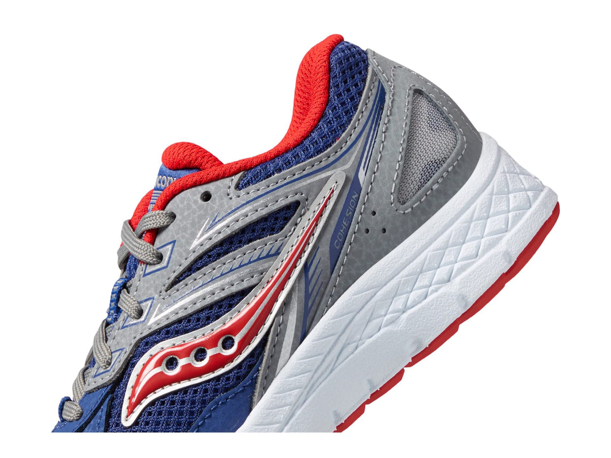 Saucony Cohesion 14 Lace to Toe Running Shoe, Navy/RED, 3 Wide US Unisex Big_Kid