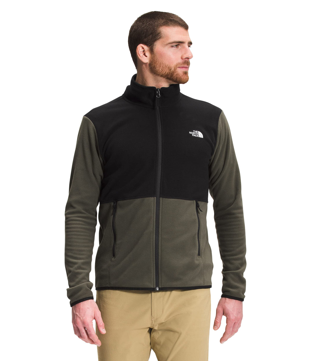 The North Face Men's TKA Glacier Full Zip Jacket, New Taupe Green/TNF Black, XXL