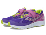 Saucony Cohesion 14 Alternative Closure Sneaker, Purple/Green, 3 US Unisex Big Kid