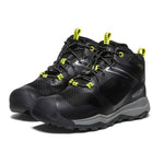 KEEN Wanduro Mid Height Waterproof Easy On Durable Sneaker Hiking Boots, Black/Silver, 1 US Unisex Big Kid