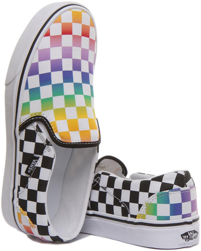 Vans Women's Asher Sneaker, Rainbow Check Black White, 6