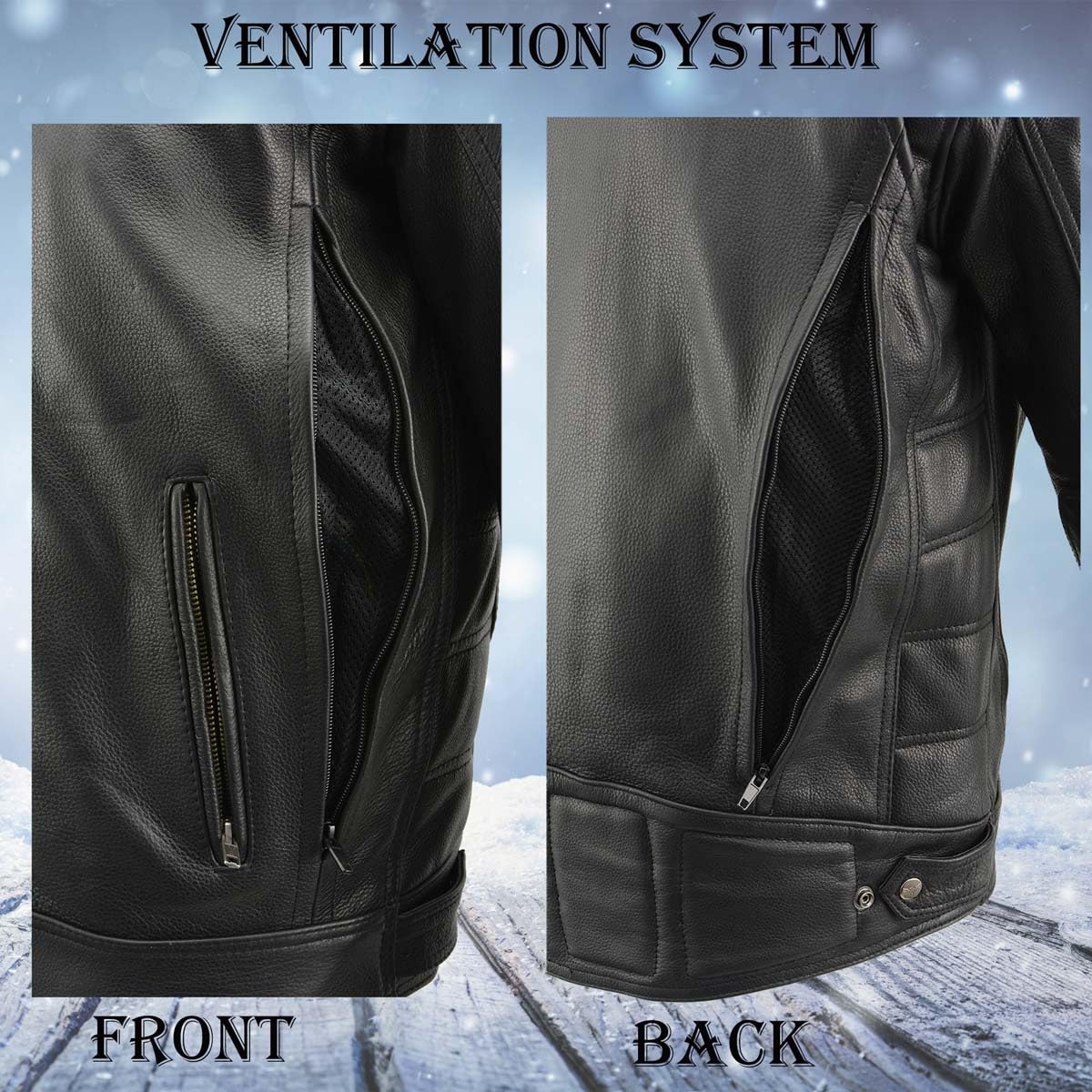 Milwaukee Leather Men's Standard MLM1513 Vented Scooter Jacket with Heated Technology, Black, Small