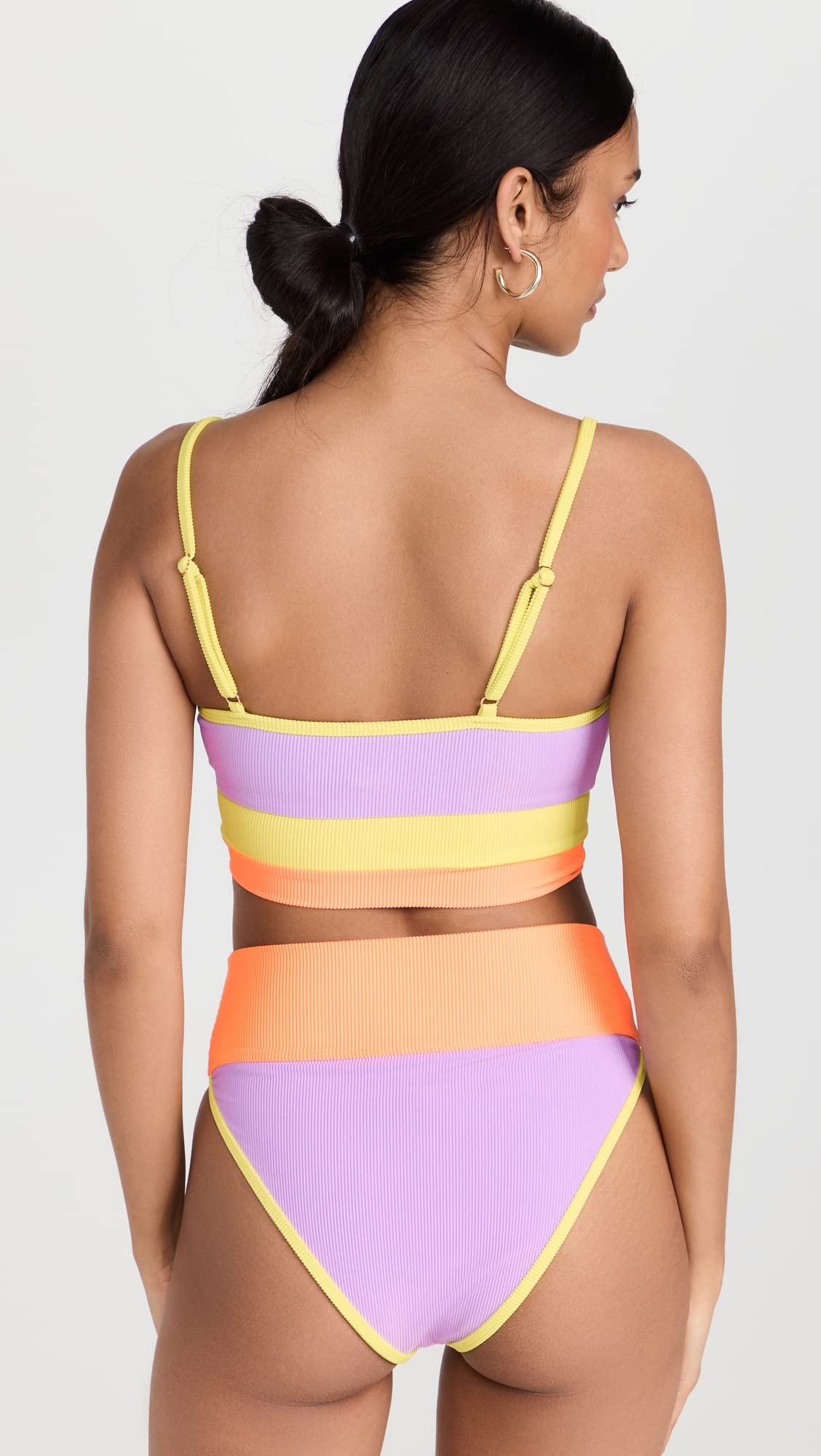 Beach Riot Women's Eva Bikini Top, Sundazed Color Block, Purple, L