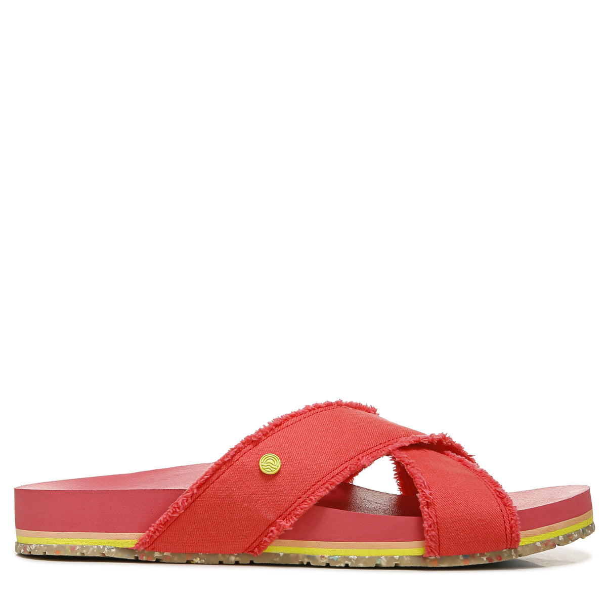 Vionic Women's BEACH Boardwalk Panama Canvas Sandals- Sustainable Washable Slide with Orthotic Insole Arch Support Red Fabric 12 Medium