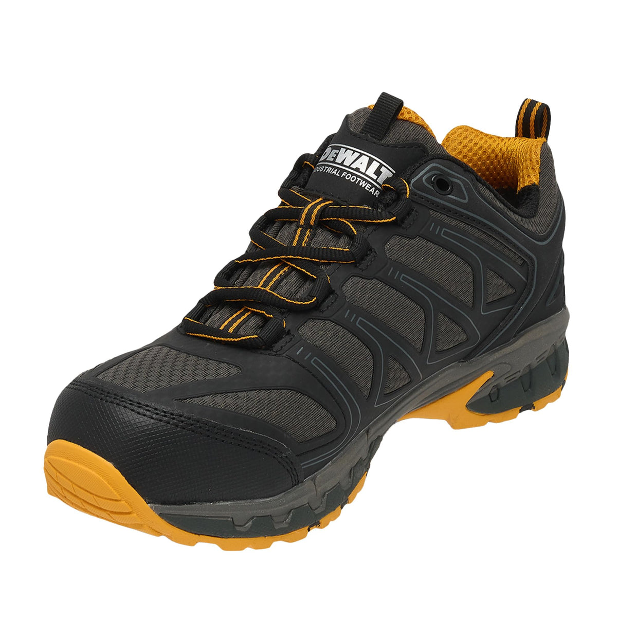 DEWALT Boron Men's Lightweight, Aluminum Toe, Safety Work Shoes, Black/Yellow, 9