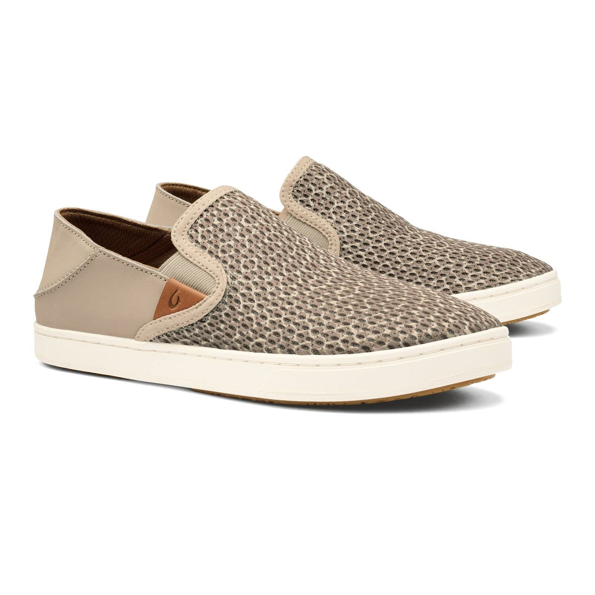 OLUKAI Women's Pehuea Pa'i Slip-On Sneakers, Lightweight Shoes, All-Day Comfort, Breathable Mesh Design, Silt/Mo'o, 10