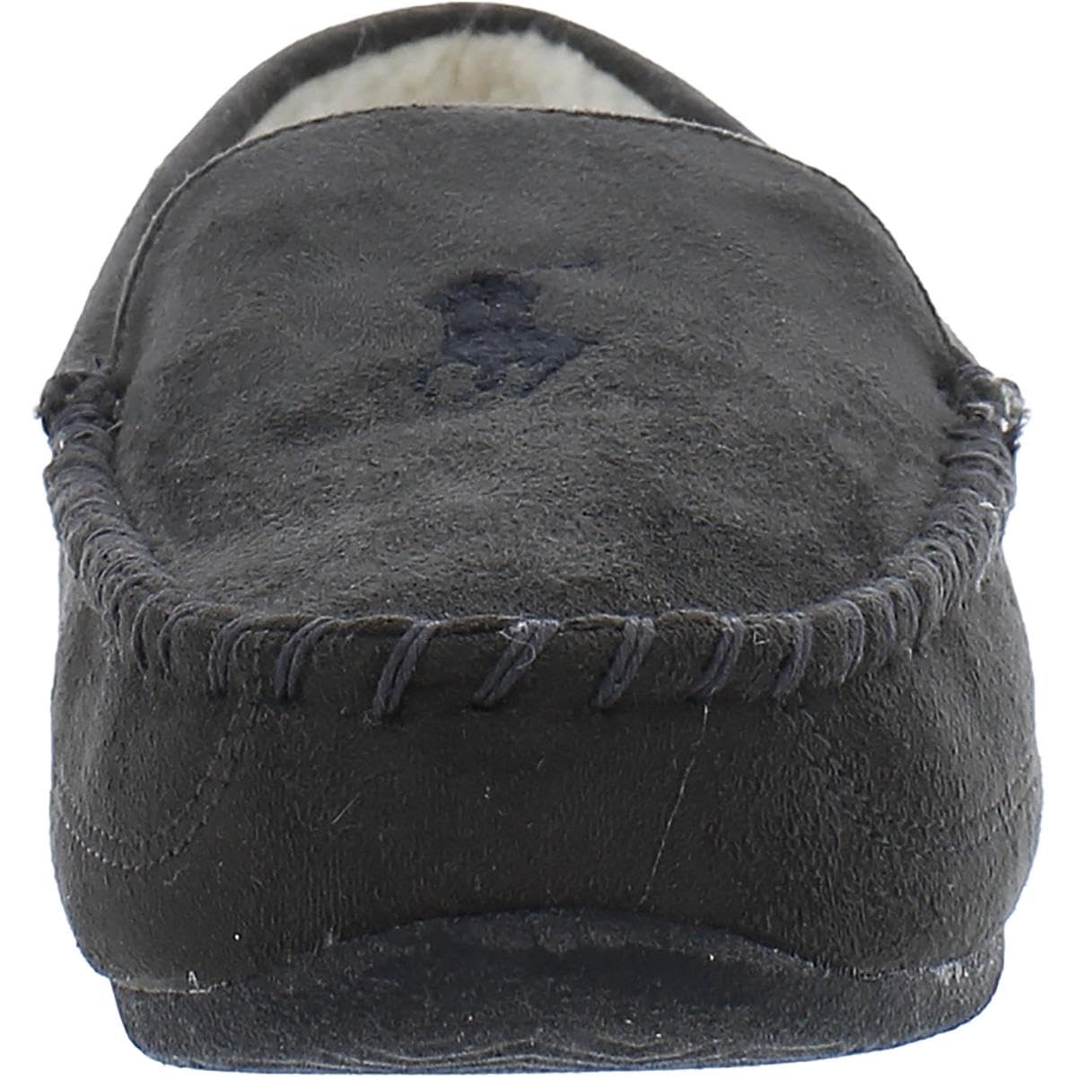 Ralph Lauren Mens' POLO Slipper, Declan Moccasin House Shoe, Grey, Size 8