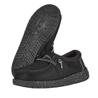 Hey Dude Boy's Wally Heathered Mesh Black Size 6 | Toddler's Shoes | Toddler Slip-on Loafers | Comfortable & Light-Weight