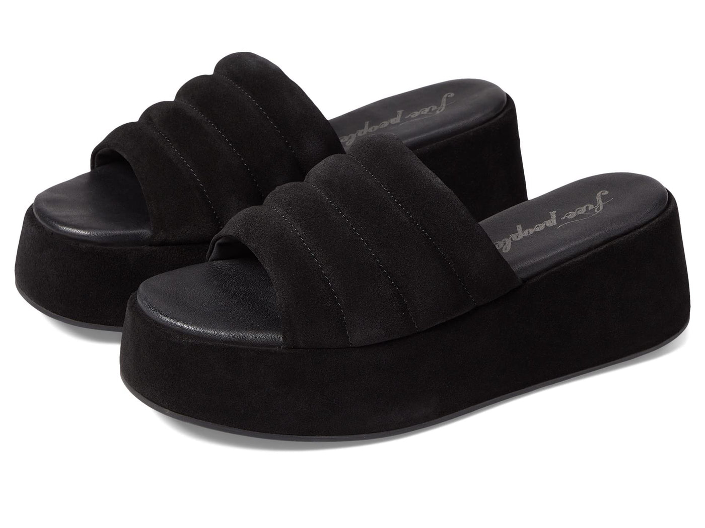 Free People Almost Paradise Platform Shoes for Women - Slip on Style with Brand Logo, Comfortable and Trendy Heels Black EU 37.5 (US Women's 7.5) M