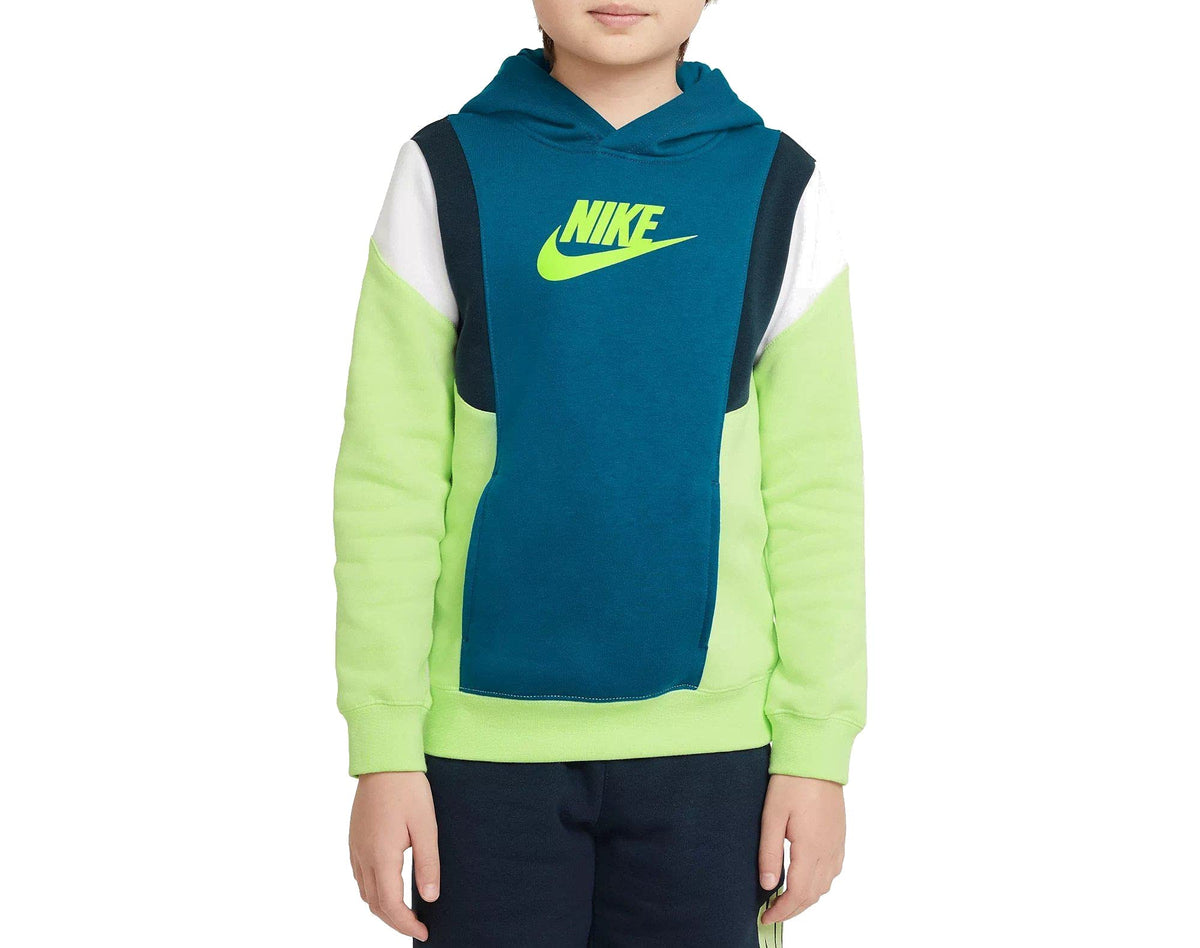 Nike Big Kids' Boys' Sportswear Pullover Hoodie (Large, Green Abyss/Light Liquid Lime/Volt)