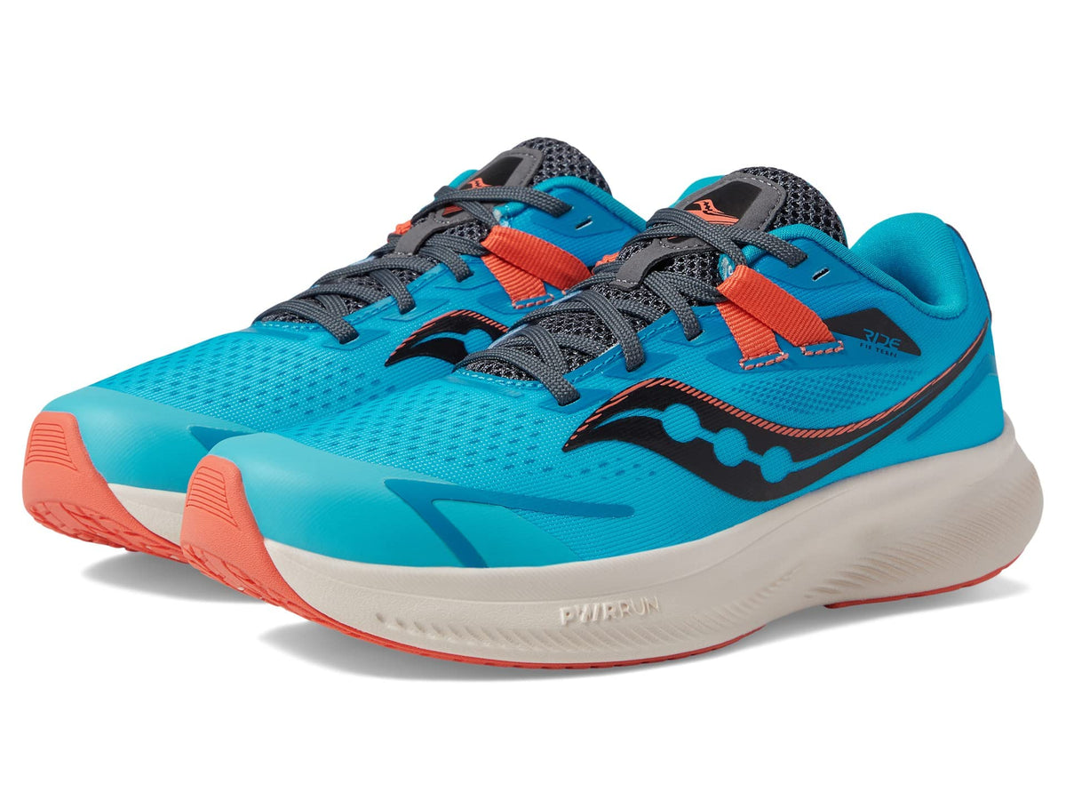 Saucony Ride 15 Sneaker, Blue, 4 US Unisex Big Kid