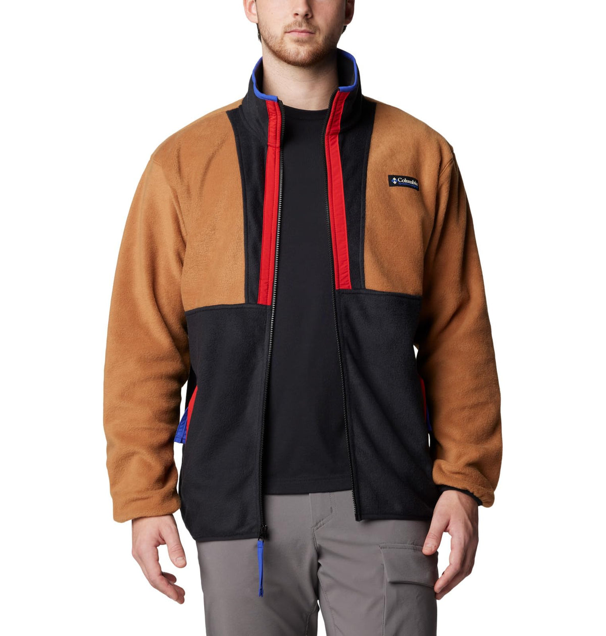 Columbia Men's Backbowl II Full Zip Fleece, Camel Brown/Black, Small