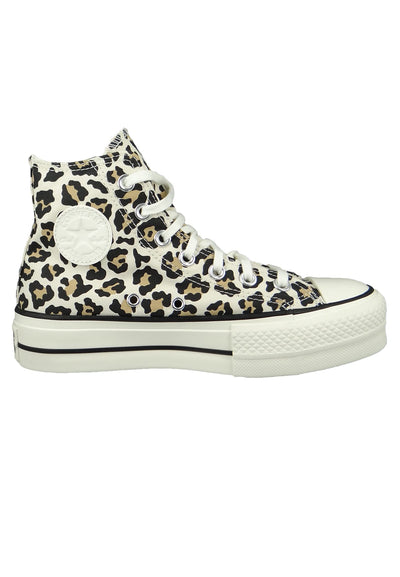 Converse Women's Chuck Taylor All Star Leopard Platform High Top Sneakers, Driftwood/Light Fawn/Black, 8.5 Medium US