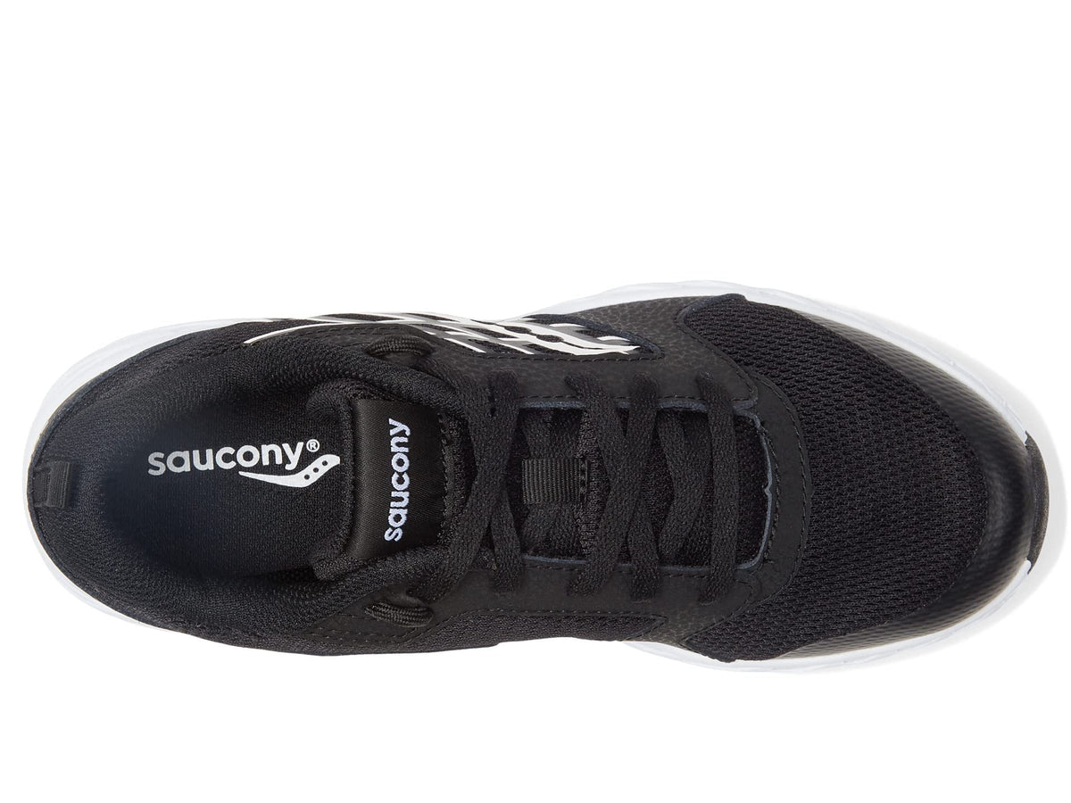Saucony Wind 2.0 Running Shoe, Black/White, 6.5 Wide US Unisex Big_Kid