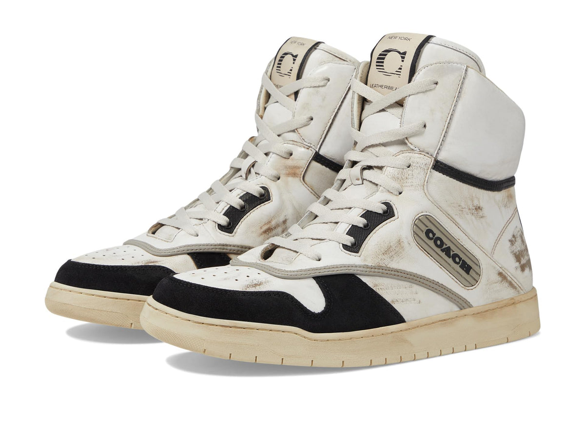Coach Distressed Leather and Suede High-Top Sneaker White 9.5 D (M)