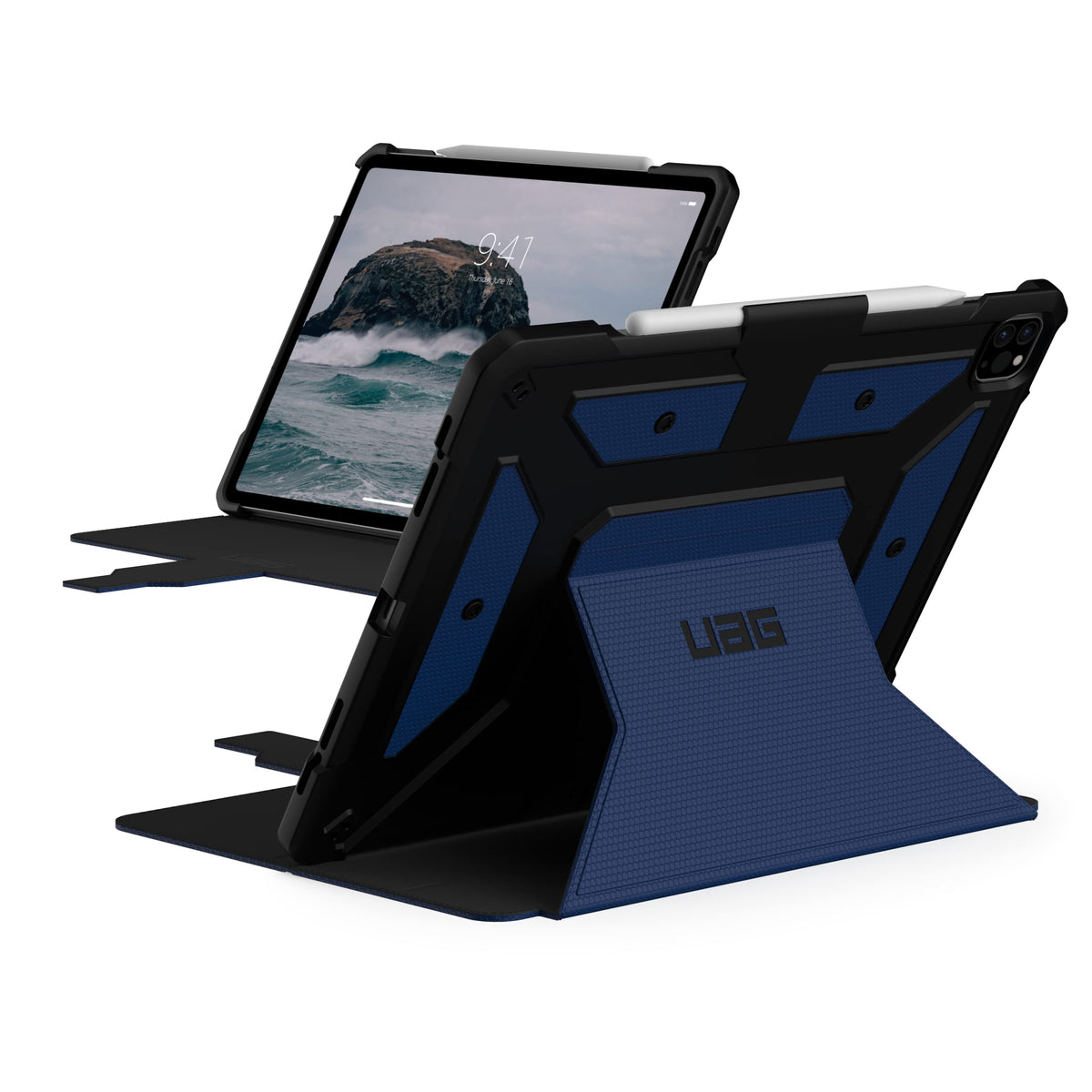 URBAN ARMOR GEAR UAG iPad Pro 12.9" (6th Gen 2022, 5th Gen 2021) Case Blue Cobalt Metropolis Rugged Heavy Duty Protective Cover Multi-Angle Viewing Folio Stand with Pencil Holder