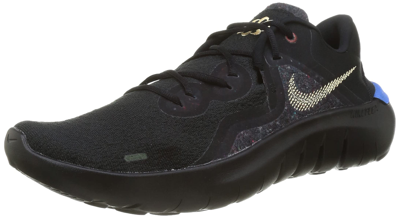 Nike Men's Flex 2021 Running Shoe (9.5, Black/Light Photo Blue/Melon Tint, Numeric_9_Point_5)