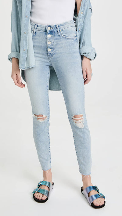 MOTHER Women's The Pixie Ankle Fray Jeans 34 Action Shot