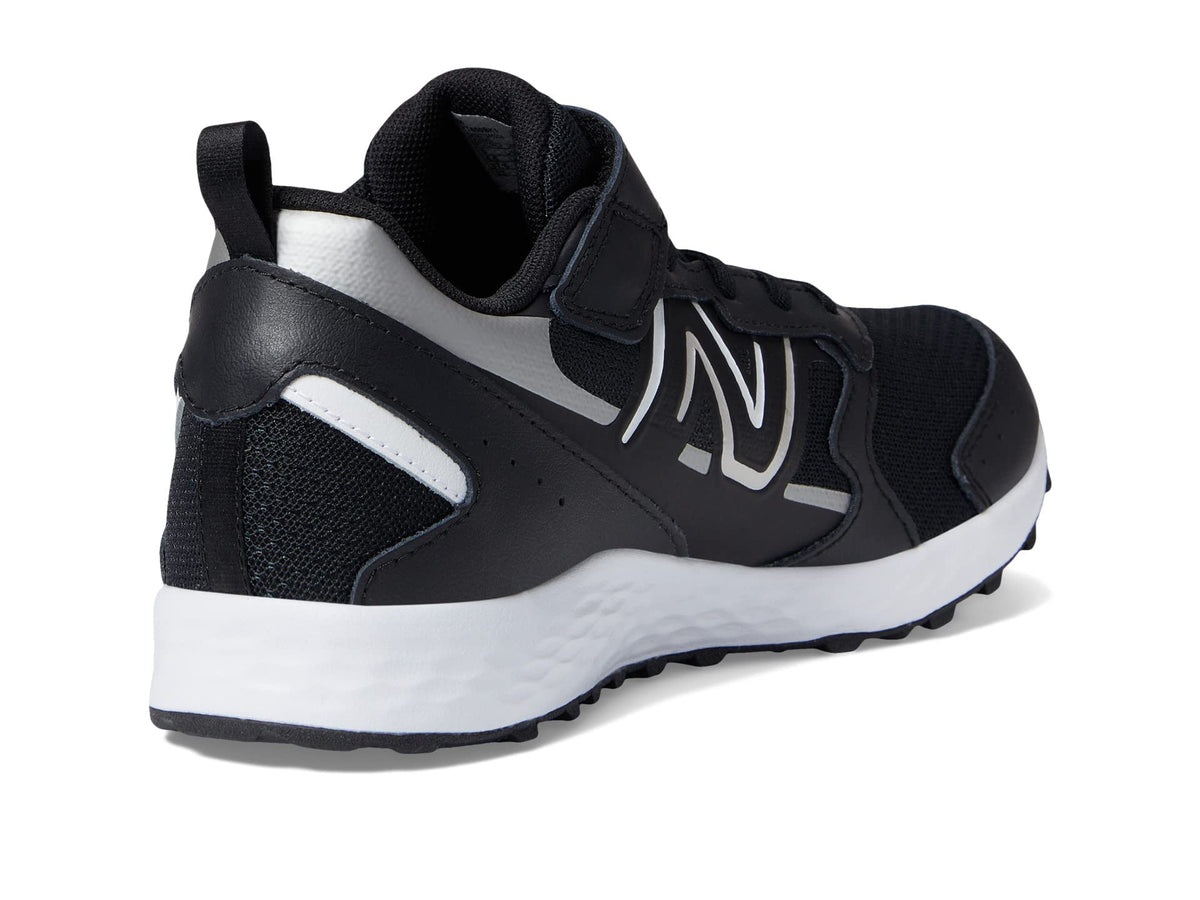 New Balance® Kids Fresh Foam 650v1 Bungee Lace with Top Strap Shoes for Kids – Comfortable Padding Black/Metallic Silver 13.5 Little Kid XW