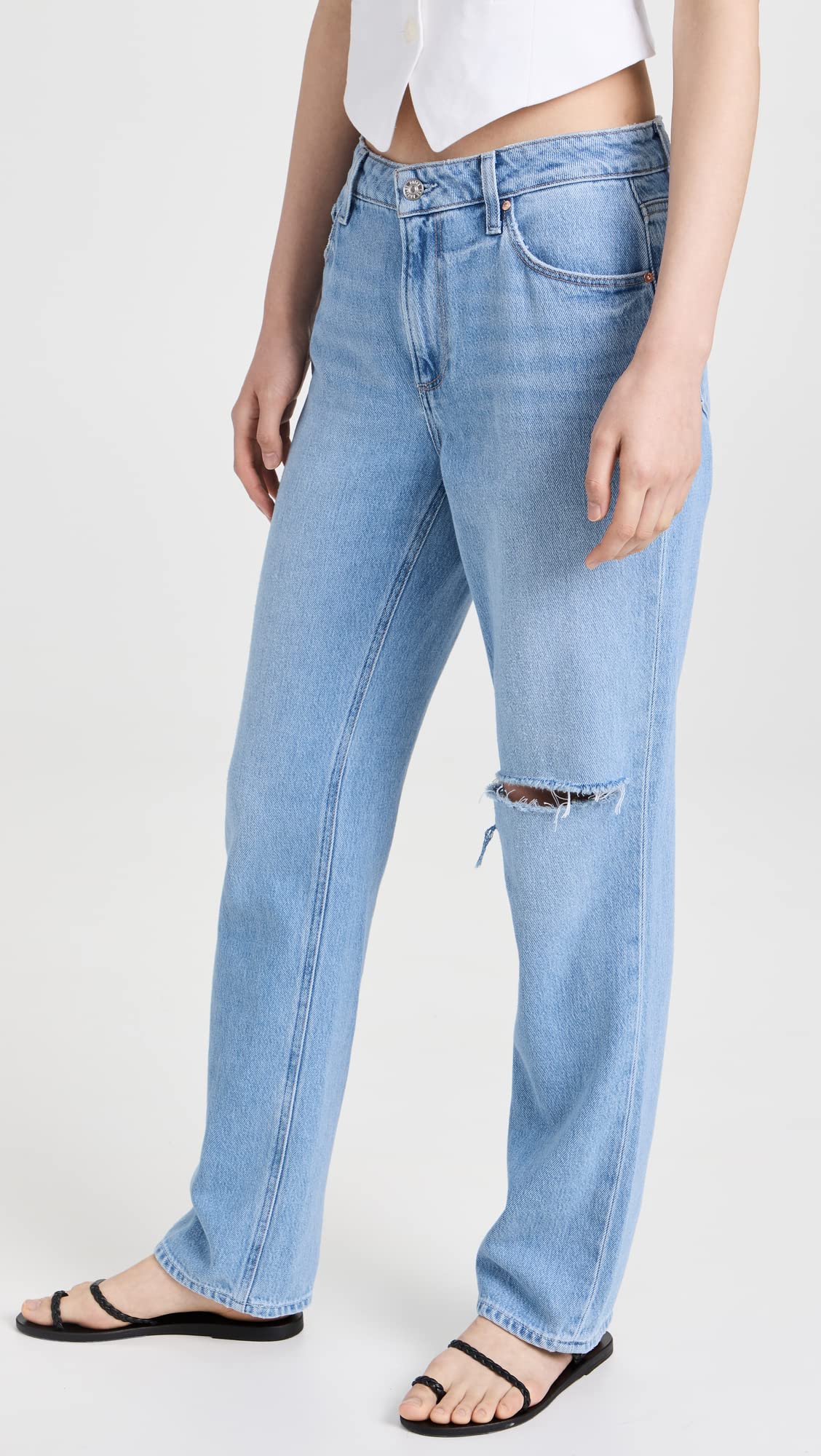 PAIGE Women's Chamomile Destructed Jeans, Chamomile Destructed, Blue, 27