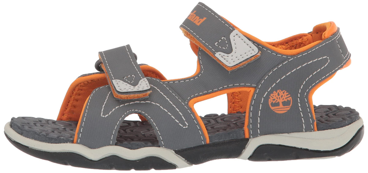 Timberland Adventure Seeker 2-Strap-BK-K Sandal, Medium Grey w/Orange, 34 US Unisex Little Kid