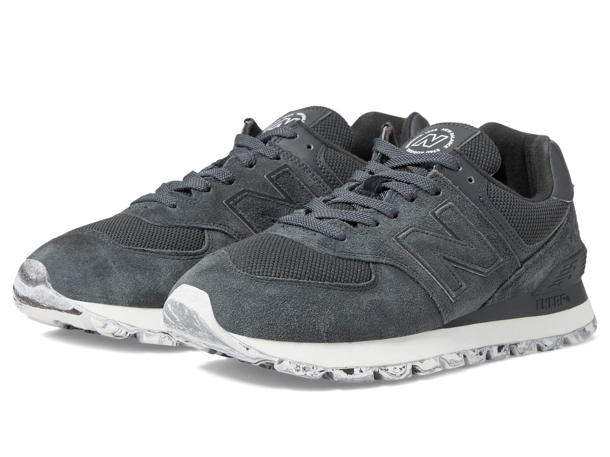 New Balance Classics 574D Rugged Sneakers for Men - Low Top Silhouette and Breathable Textile Lining Black/Grey 2 10.5 D - Medium