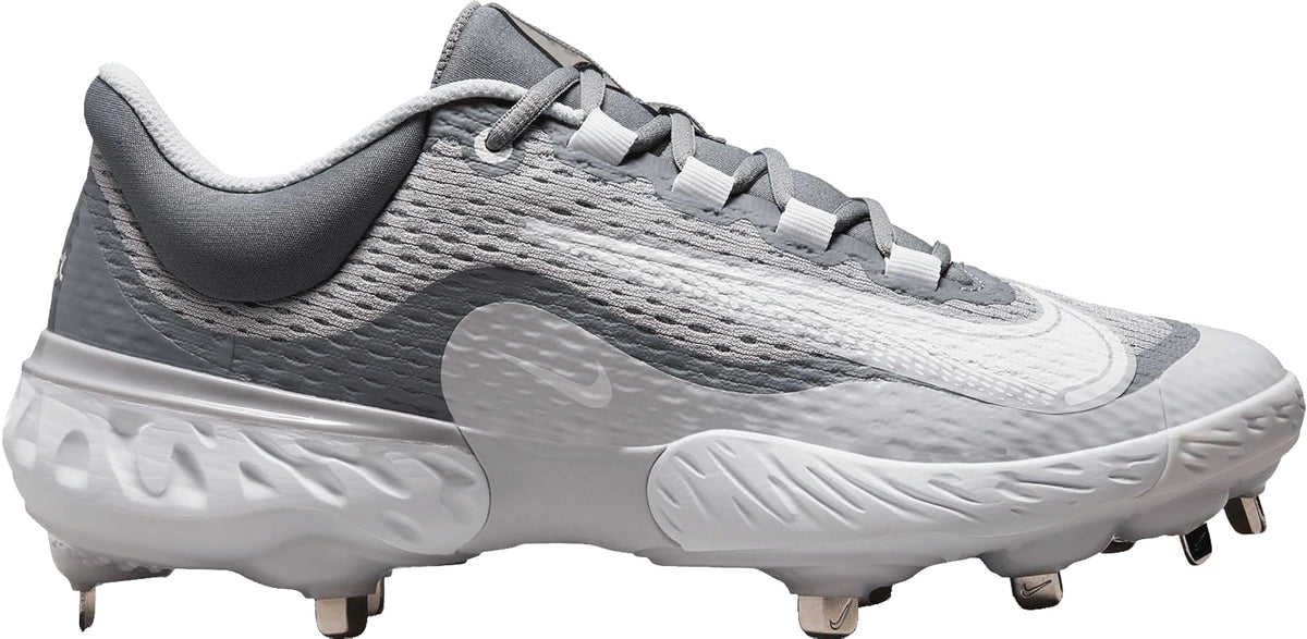 Nike Mens Alpha Huarache Elite 4 Low Metal Baseball Cleats Wolf Grey/White Size 9