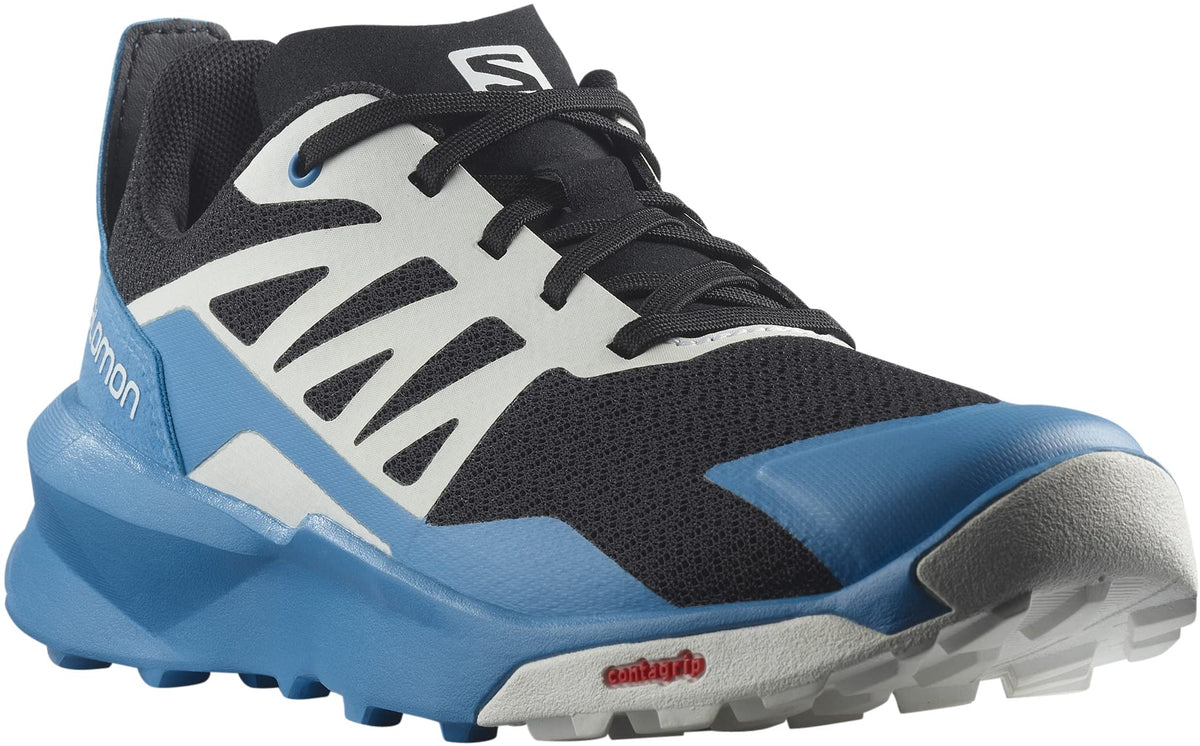 Salomon Kids Patrol Trail Running Shoes, Black/Blithe/White, 3 Big Kid