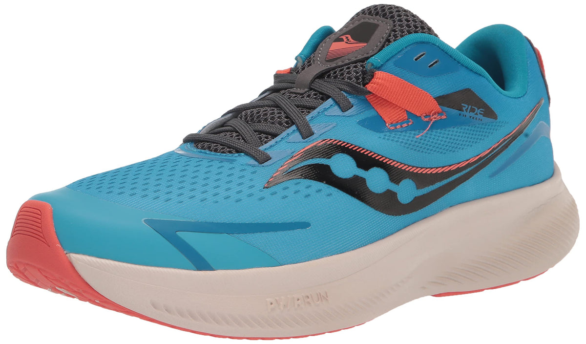 Saucony Ride 15 Sneaker, Blue, 4 US Unisex Big Kid