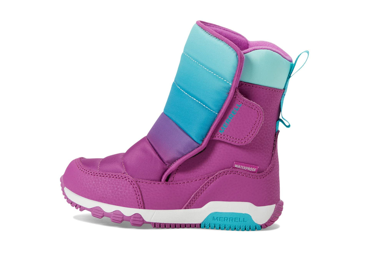 Merrell Free Roam Puffer Waterproof Snow Boot, Berry/Turq, 6 US Unisex Big Kid