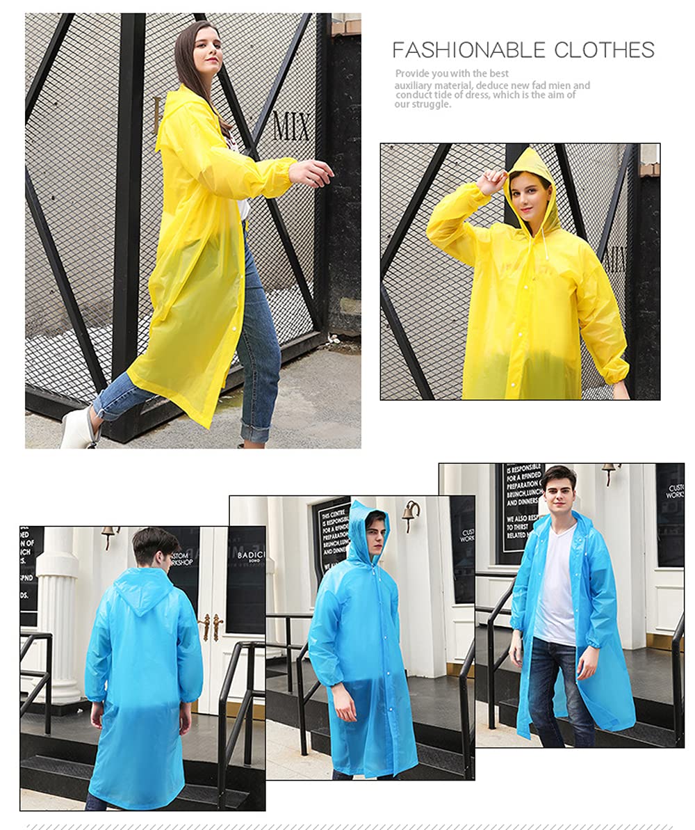 NW 3 Pieces Packable Eva Raincoat for Men and Women,Multifunctional Portable Reusable Waterproof with Hood Long Rain Poncho Gray, Large