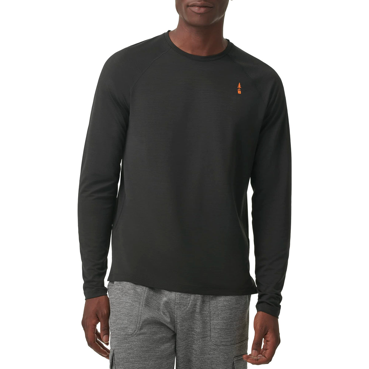 BASS OUTDOOR Men's Knit Long Sleeve Tee, Black, Medium
