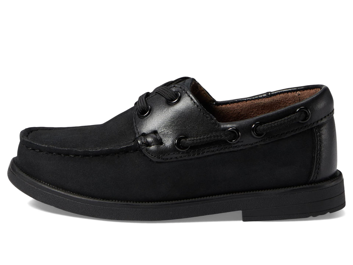 Florsheim Boy's Croquet Jr Moc Toe Boat Shoe (Toddler/Little Kid/Big Kid) Black Nubuck 1 Medium