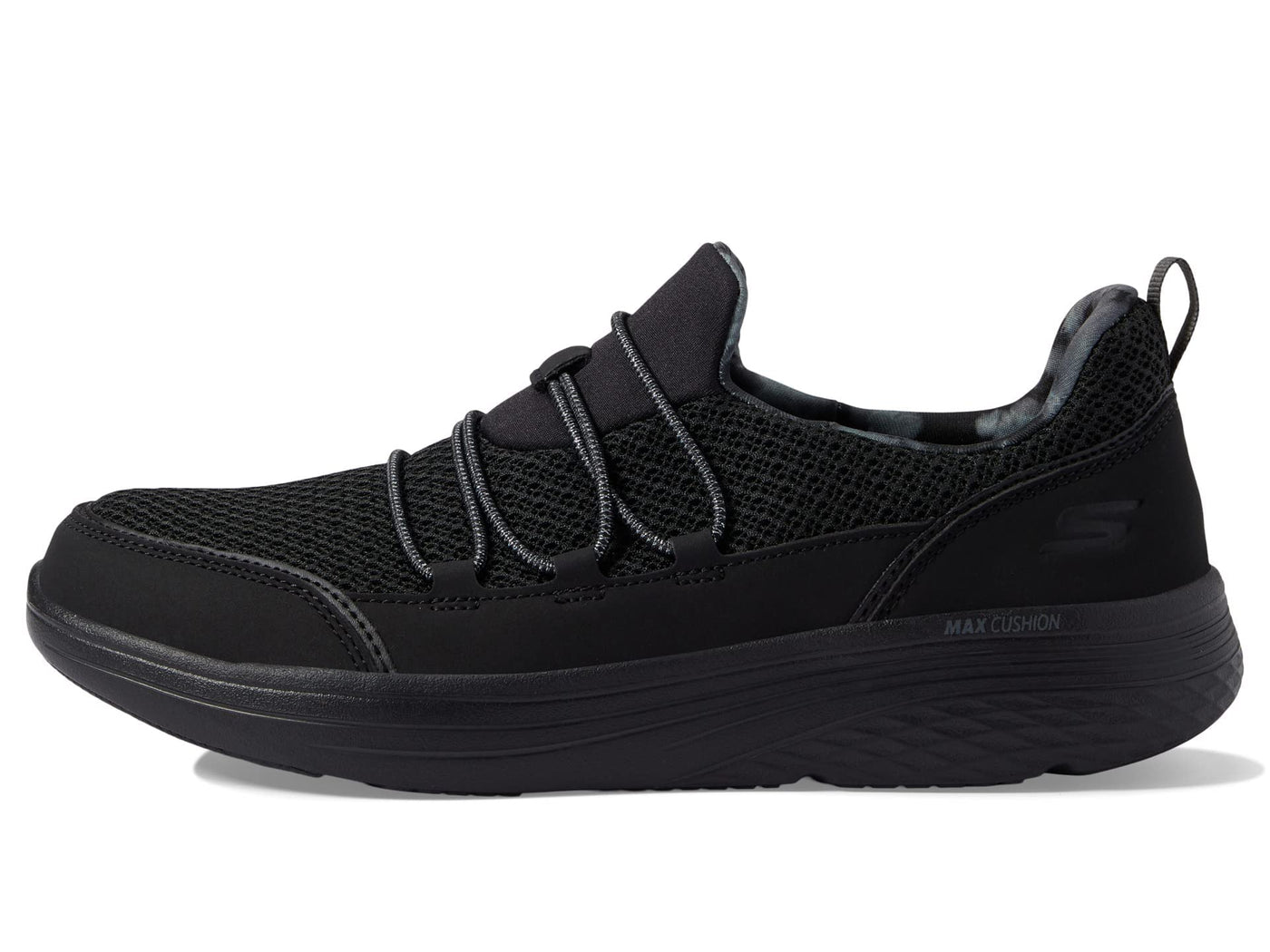 Skechers Women's MAX Cushioning LITE-Soaring Skies Sneaker, Black/Black, 11