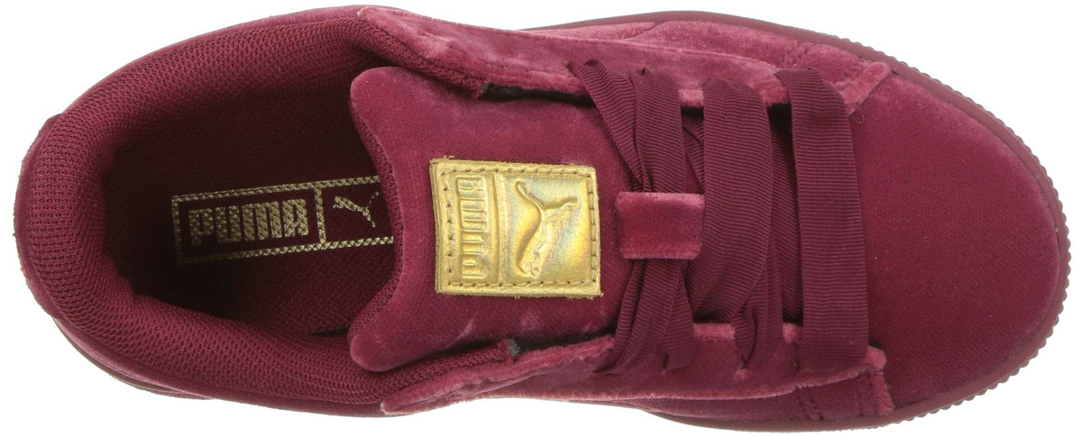 PUMA Kids Baby Girl's Basket Classic Velour (Toddler) Tibetan Red/Metallic Gold 4 Toddler M